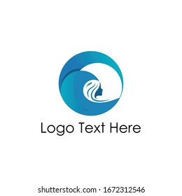 sea waves in the shape of birds and beautiful women design logo template