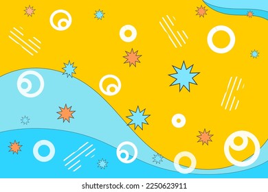 Sea waves, shapes and stars background in delightful and wonderful colors
Suitable for covers of children's books and stories
Print toys
 Children's tapestry pattern
Papers and printing