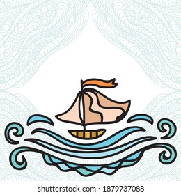 Sea Waves Ship Vector Illustration Stock Vector (Royalty Free ...