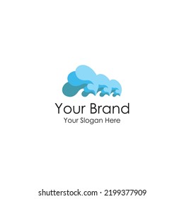 sea waves simple nature logo premium