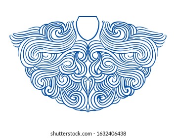 Sea waves sketch. Ocean wave set hand drawn doodle illustration, vector black and white icons
