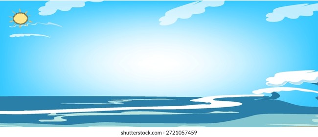 Sea waves sketch pattern. Ocean surf wave hand drawn horizontal seamless pattern vector illustration
