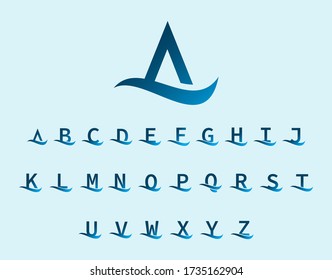 sea waves style font design,vector illustration eps 10