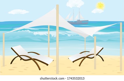 Olas de mar en verano. ilustración vectorial