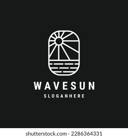 sea ​​water waves and sun in abstract logo .