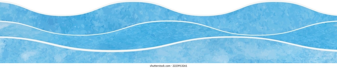 sea waves swirl blues watercolor Blue waves in the ocean.