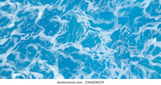 Sea waves texture blue ocean water with foam vector abstract background 
