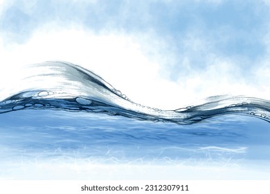 	
Sea waves under water world ocean day background