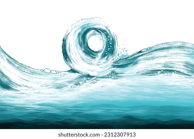 	
Sea waves under water world ocean day background