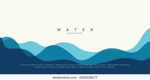 Sea waves vector background illustration.