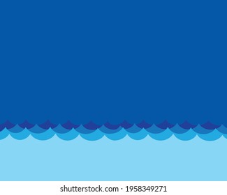 Sea and waves, vector illustration, blue background
