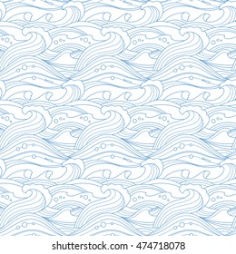 Sea waves vector seamless pattern