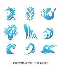 Sea waves vector set isolated on white background, illustration Vector EPS 10