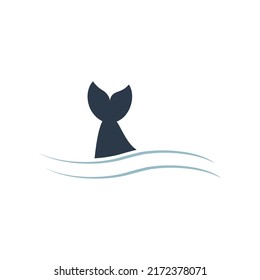 Olas marinas, logotipo de cola de ballena.