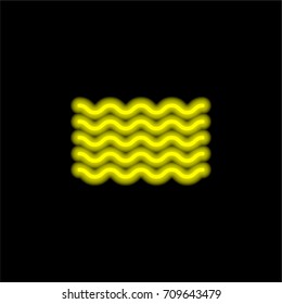 Sea Waves yellow glowing neon ui ux icon. Glowing sign logo vector