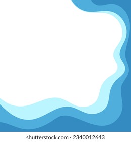Sea wavy abstract frame background, Water waves, travel relax concept. Vector illustration.