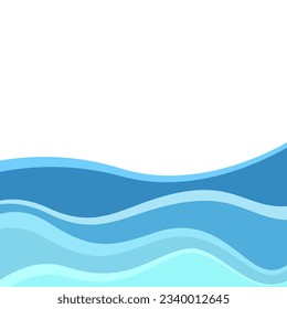 Sea wavy abstract frame background, Water waves, travel relax concept. Vector illustration.