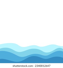 Sea wavy abstract frame background, Water waves, travel relax concept. Vector illustration.