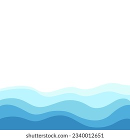Sea wavy abstract frame background, Water waves, travel relax concept. Vector illustration.