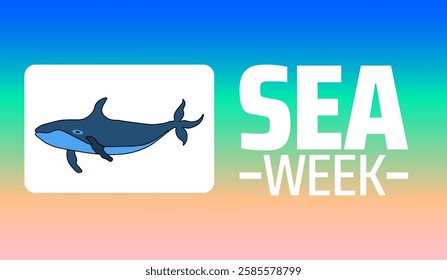 Sea Week background banner or poster design template. observed every year in March. Holiday concept. Use to any Template, card, poster, placard, template.