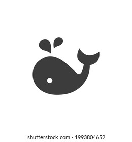 Sea Whale Icon Isolated on Black and White Vector Graphic