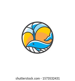 sea whale logo icon vector