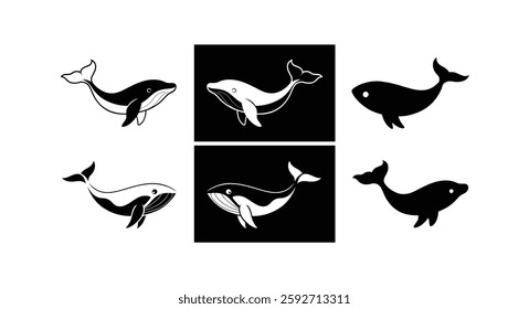 Sea whale silhouette vector illustration
