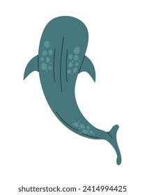  Sea whale vector flat illustration. Undersea world.