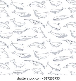 sea whale vector line pattern