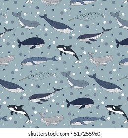 Sea Whale Vector Pattern