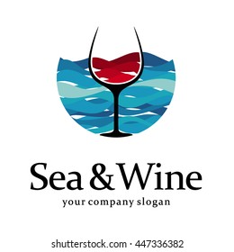 Sea and wine logo template