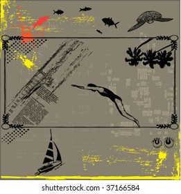 sea world grunge vector background