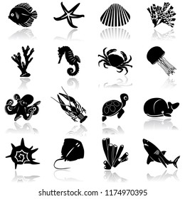 Sea world icon set