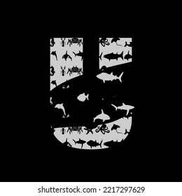 sea world logo concept on black color background. illustration vector