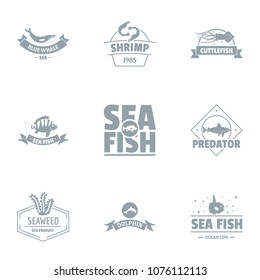 Sea world logo set. Simple set of 9 sea world vector logo for web isolated on white background