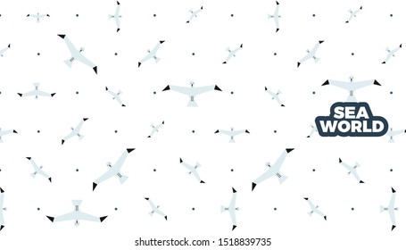 Sea world, marine pattern background vector flat style template. Cute design for web page or print banner design