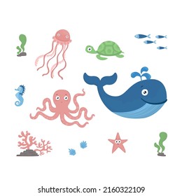 Sea world set. Isolated elements