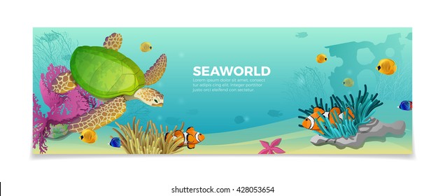 Sea world underwater life nature natural beauty template