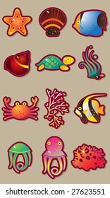 Sea world vector set