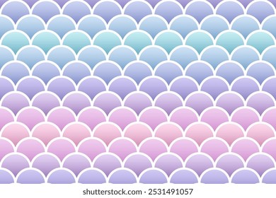 Sea wrapping paper pattern. Mermaid seamless texture. Fish scale background. Reptile skin. Blue pink violet print. Cute marine backdrop with gradient. Vector illustration. Retro