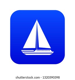 Sea yacht icon digital blue for any design isolated on white vector illustration
