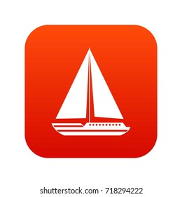 Sea yacht icon digital red for any design isolated on white vector illustration