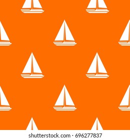 Sea yacht pattern repeat seamless in orange color for any design. Vector geometric illustration