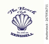Sea you at the beach. Beach modern abstract art. Sound of the sea. Seashell vintage artwork. Seashell line drawing. 
