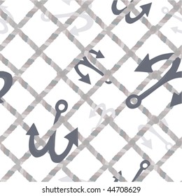 Sea-anchors and nets pattern.Seamless textures.