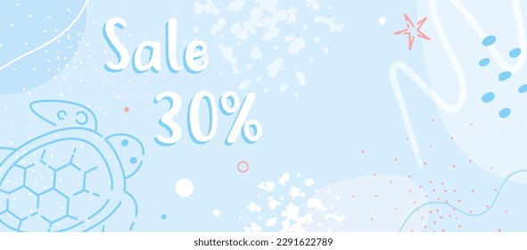 Seabed Blue Summer Background Layout Banners Design Concept. Horizontal design template with summer sea abstract graphic. 