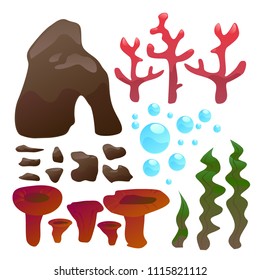 Seabed elements set vector illustration