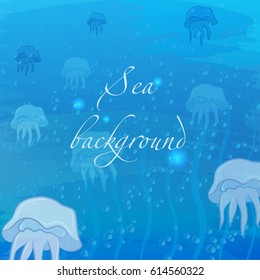 Seabed, jellyfish, ocean, background