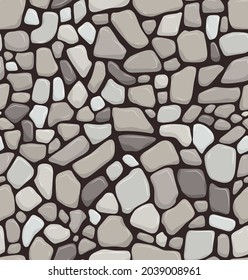 Seabed Seamless pattern realistic stone floor texture stonewall background Vector illustration