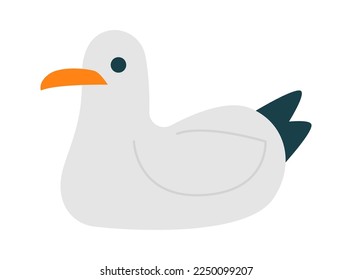 Icono plano de las aves marinas Cute caricatura pájaro gaviota. Ilustración del vector